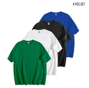 Menswear 4-Pack Natural Cotton Crew Neck T-Shirts for Men - Soft, Breathable Plain Short Sleeve Undershirts Set, Casual Daily Workout Black Tees