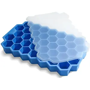 Silicone Ice Cube Trays with Lid – 37 Grid Small Ice Cube Mold, Easy Release Freezer Tray for Iced Coffee, Cocktails, Ice Bucket & Drink Chilling