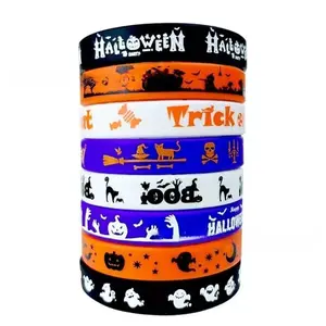 Halloween Silicone Wristbands, Durable and Flexible Design, Different Designs, Unisex Party Supplies for Festive Decorations, Power-Free and Versatile