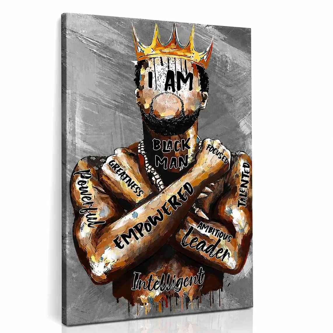 Black Man Empowerment Canvas Wall Art, African American Wall Decor, Motivational Canvas Print, Modern Living Room Bedroom Office Wall Decor, Inspirational Artwork, Black Excellence Gift, 12x18 Inch
