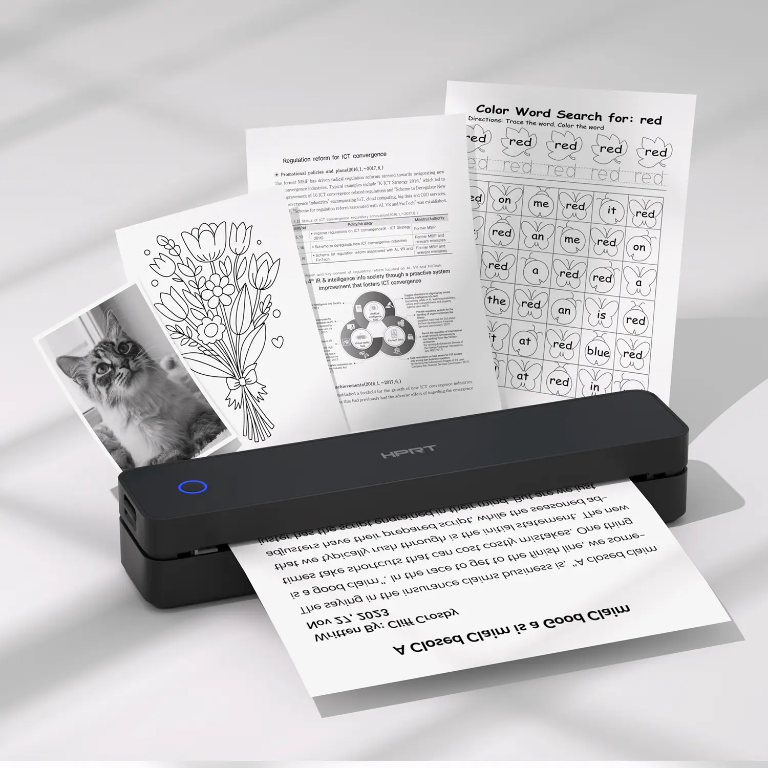 Mini Portable Printers for Travel, Thermal Bluetooth Wireless Printer ...