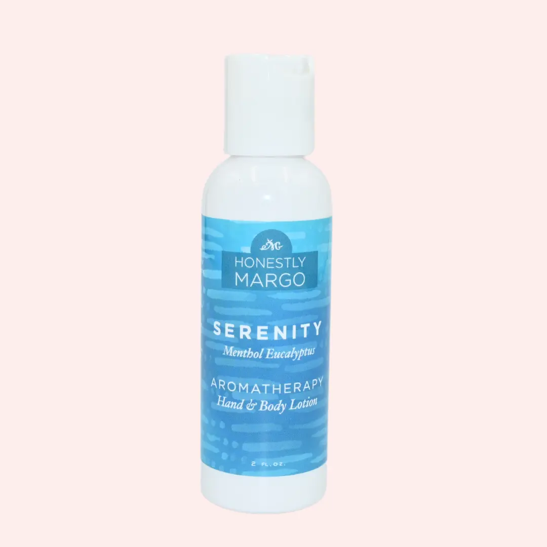 Honestly Margo Aromatherapy Hand & Body Lotion 2 oz Mini Aromatherapy Lotions Body Care - Serenity Menthol Eucalyptus, Lavender Rosemary, Grapefruit Citrus Fragrance