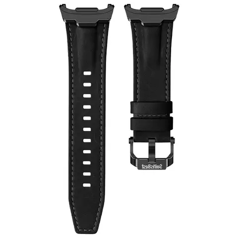 Suitisbest Wax-Finish Genuine Leather Smartwatch Compatible Band - Steel Metallic Connectors, Tool-Free Install, 0-Gap Fit for Galaxy Watch Ultra 47mm 2024-2025, Vintage Rugged Crazy Horse Strap, Everyday Men's Fashion Watch Accessory