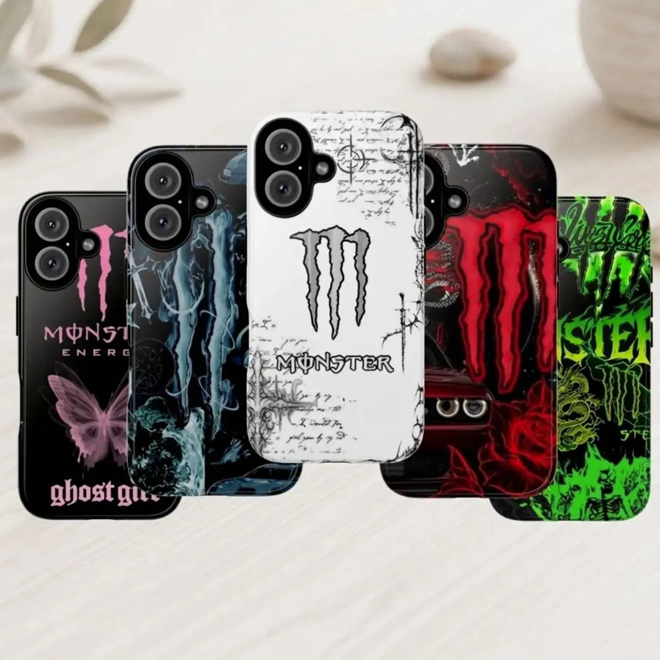 Monster Energy Phone Case, Green Claw Racing Style, Streetwear Protective Cover for iPhone Samsung