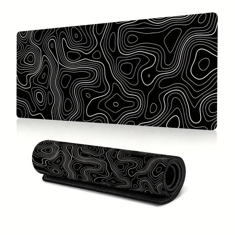 Multicolor Line Pattern Large Cozy Gaming Pad - Stitched Edge Mouse Pad, Non-Slip Decorative Mat, Desk Accessory for Home Office, Aesthetic Desk Accessories