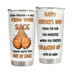 Funny Bonus Dad Tumbler with Lid 20oz Stainless Steel, Step Dad Father Day Gifts, Happy Fathers Day Mug, Funny Gifts for Step Dad