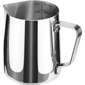 Stainless Steel Milk Frothing Pitcher Cappuccino Pitcher Pouring Jug Espresso Cup Creamer Cup for Latte Art, 12 Ounce (350 ML)