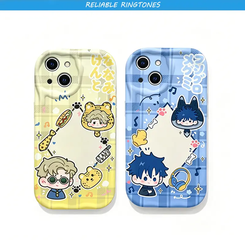 Cartoon Cute Compact Jujutsu Kaisen 3D Wave Smartphone Case for iPhone 17-11, Handheld Cellphone Devices Accessory - Stylish New Year Gift for Fans