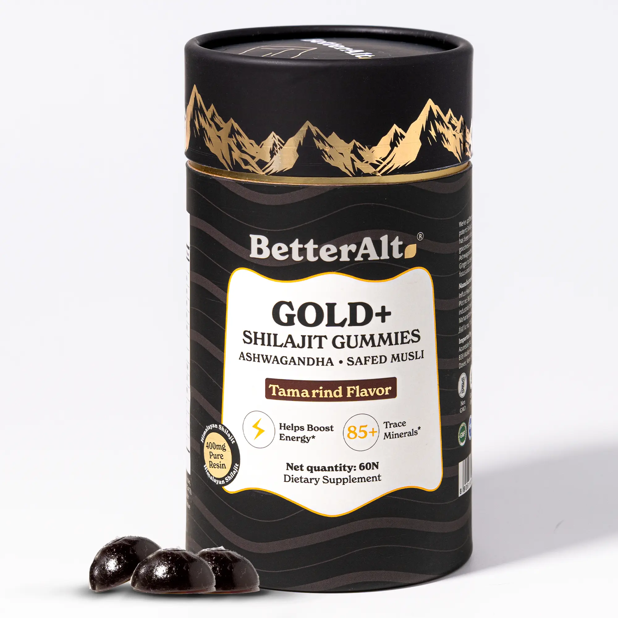 BetterAlt GOLD+ Shilajit Gummies | with Ashwagandha, Safed Musli | Advanced Fitness Supplement for Stamina | Lab-tested For Purity | 60 Gummies BetterAlt GOLD+ Shilajit Gummies | with Ashwagandha, Safed Musli | Advanced Fitness Supplement for Stamina | Lab-tested For Purity | 60 Gummies