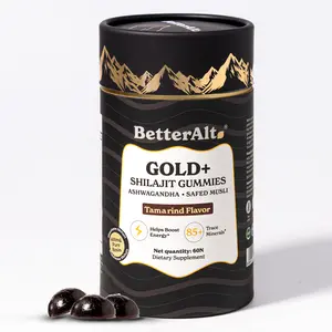 BetterAlt GOLD+ Shilajit Gummies | with Ashwagandha, Safed Musli | Advanced Fitness Supplement for Stamina | Lab-tested For Purity | 60 Gummies
