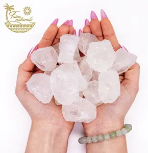 Faiza Naturals Clear Quartz Raw Crystal, Tumbled Transparent Crystals, 5 cm