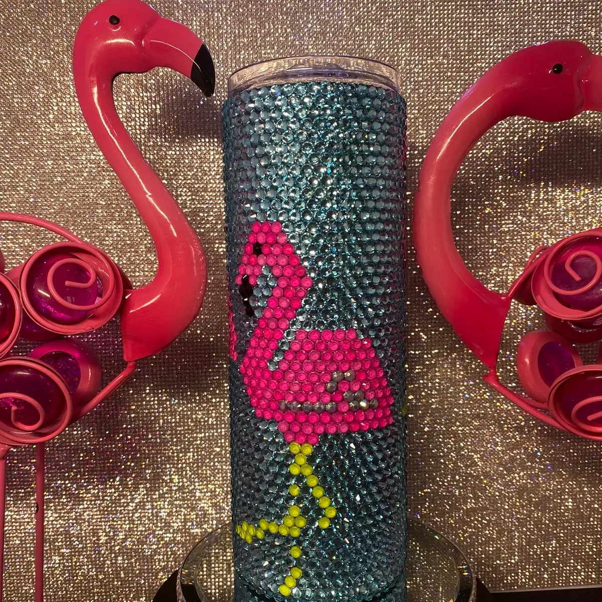 Handmade Blinged Glass Tumblers with Resin Rhinestones - Custom Drinkware
