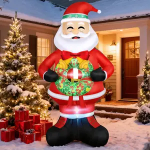 8 FT Christmas Inflatable Santa Claus - Christmas Decorations Outdoor - Christmas Blow Up Xmas Large IP44 Weatherproof - Built-in LED Light & Water Bag for Yard Gardern Indoor HolidayDD14HUB STORE