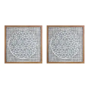 Framed Paper Mache Wall Art - Set of 2