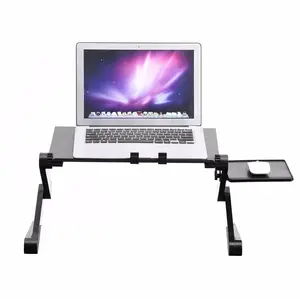 Folding Aluminum Laptop Desk Adjustable For Bed Sofa Table With Dual Cooling Fan PC Stand With Mouse Pad