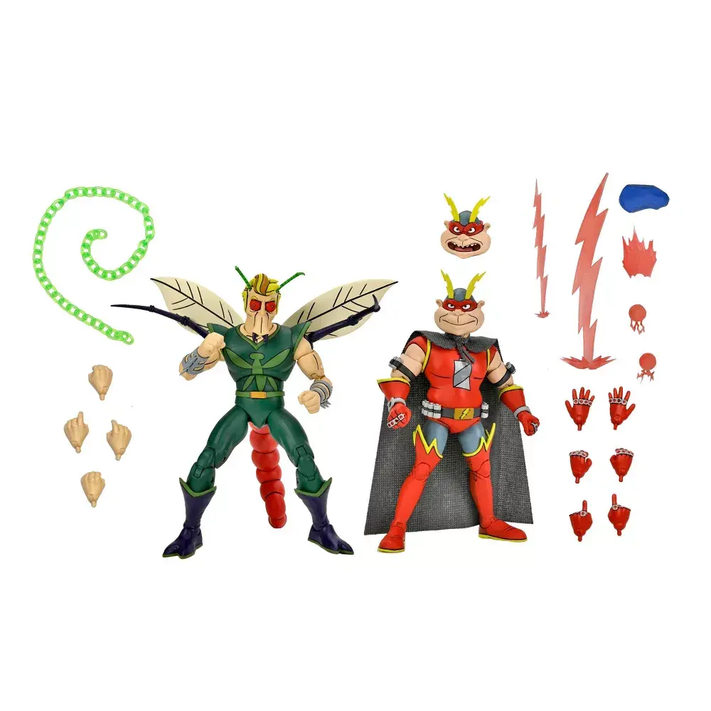 NECA TMNT Bugman Electro 7" Scale Action Figure Set 2pk Extra Hands
