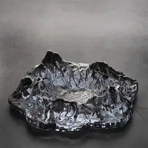 Fuji Mountain Crystal Glass Ashtray, Iceberg Snow Cigar Holder, Bar Office Home Luxury Trendy Decor, Elegant Design