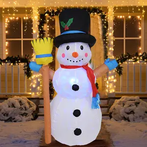 4ft Christmas Decorations Inflatable Glowing Snowman for Xmas Holiday Indoor Outdoor Garden Party Decoration with Rotating Colourful Lights, Yard Luminous Atmosphere Supplies Xmas Décor