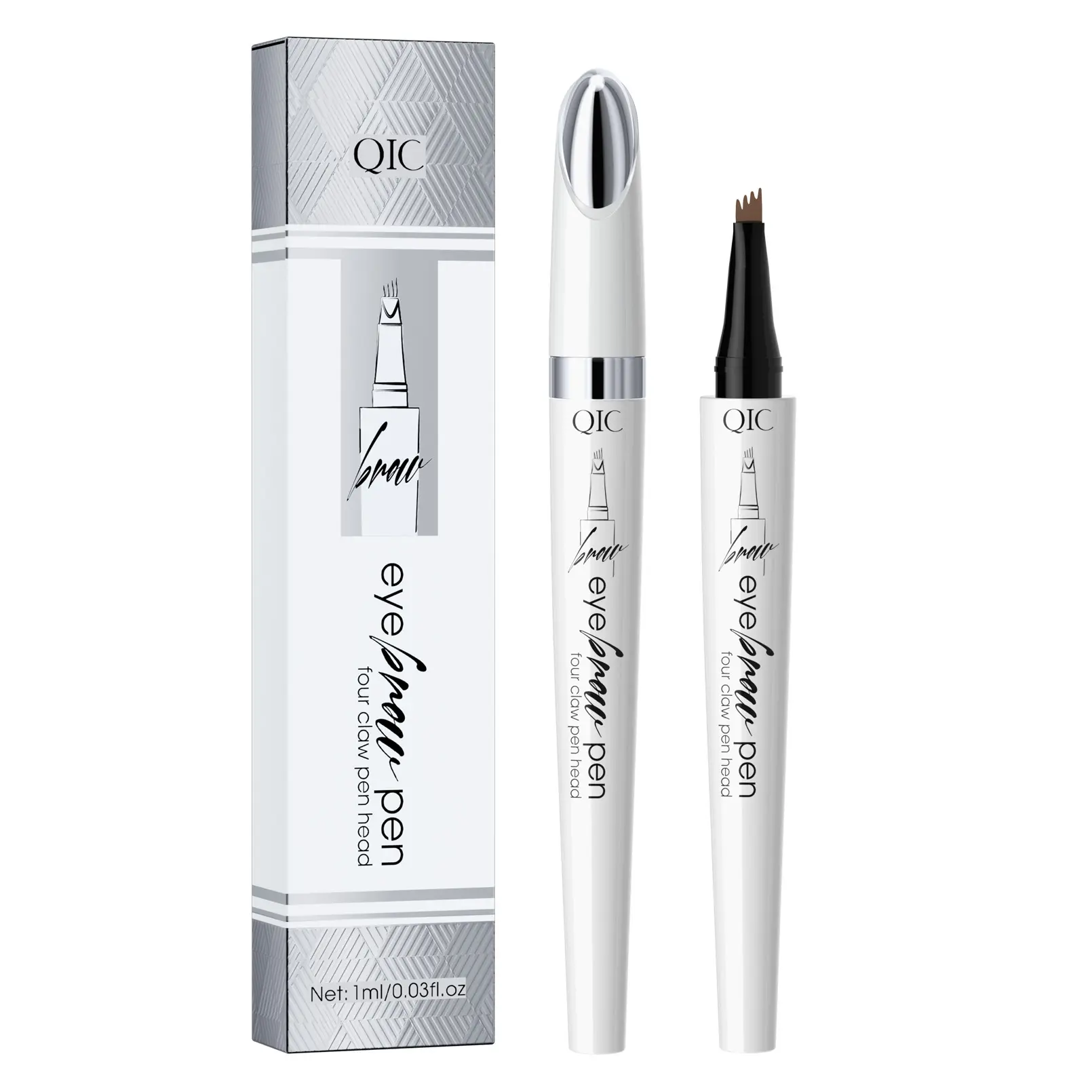 【QIC】 Waterproof Micro soft Liquid brown micro-fork filling Eyebrow Pen,   24 hour  Long-Lasting hairlike Smudge-Proof Eyebrow tip color choice Makeup Tool, Creates Natural Hair-Like Thin woman refy clear wild Brow Strokes for Summer Use