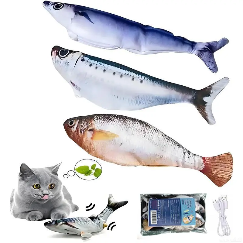 Hyper-Realistic Wiggling Fish Pet Toy 3-Pack, Interactive Toy for All ...