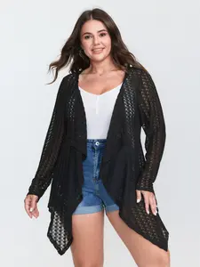 Bloomchic Crochet Textured Ruffled Hem Cover-Up