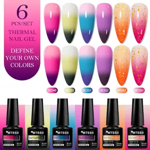 MTSSII 6pcs Thermal Gel Nail Polish Set, Spring Summer Macaron Gradient Temperature Color Changing Long Lasting Nail Art DIY Gel Varnish, Nail Care, Professional Salon Quality, Perfect Gift for Nail Manicure Lovers
