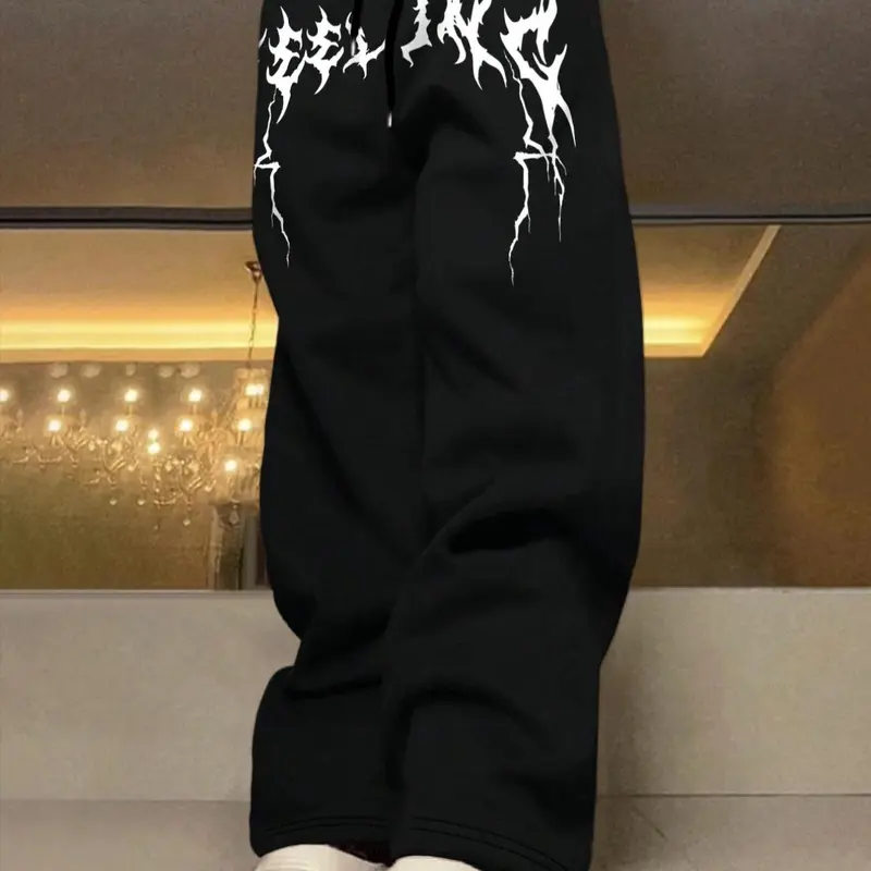 Men's Graphic Straight Leg Sweatpants, Street Fashion Casual Comfy Pants for Daily Wear, Men's Bottoms for Summer, Men's Clothing