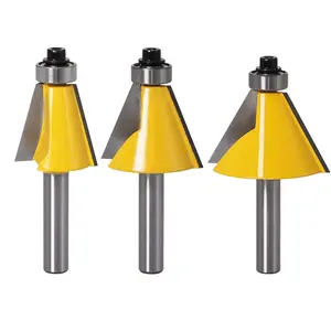 3 count Chamfer Router Bit Set 1/4 Inch Shank Bevel Router Bits 15 22.5 30