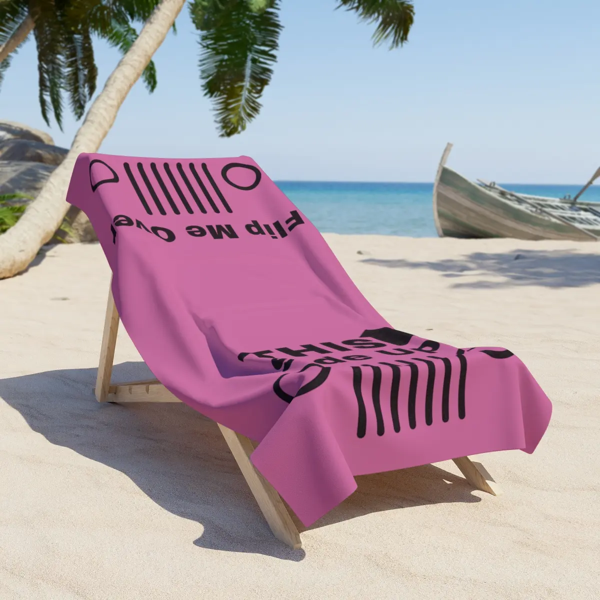 Jeep Flip Me Over Beach Towel, Pink, Large or extra Large, Polyester/Cotton Blend