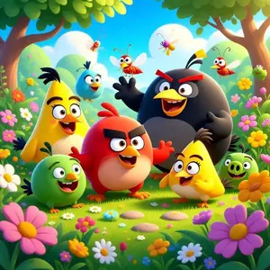 5D DIY Full Drill Round Diamond Painting Kits - Angry Birds Mosaic, Canvas - DIY Decorative Painting, Home Wall Art, Suitable for Halloween and Christmas, Birthday and Anniversary Gifts