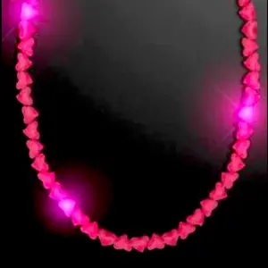 LED Pink Heart Beaded Necklace for Women - Perfect for Valentine's Day and Breast Cancer Awareness Events