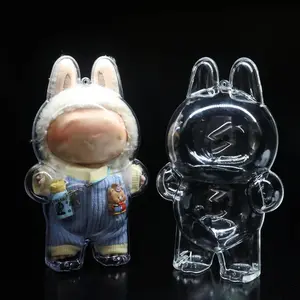 2Pcs Protective Case for LABUBU The Monsters Exciting Macaron & Big into Energy - Clear Display Case, Dustproof Acrylic Cover for Standing Figures (Doll Not Included)
