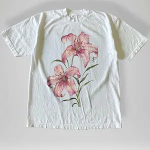 Gildan Men's and Women's T-shirt, Vintage Style Pink Lily Floral Graphic Tee, Unisex T-shirt, Gift T-shirt,  Unisex Graphic Tees Gothic Grunge Emo Scene Amity Affliction Style Clothes Menswear Womenswear Streetwear