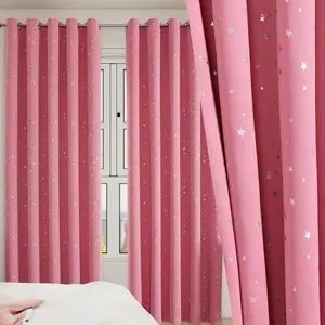 1pc Blackout Curtains Gradient Cream Style, Modern Minimalist Star Print Drapes for Living Room & Kids Room, Sunlight Blocking Window Covering, Home Decoration Curtain