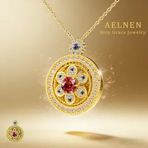AELNEN 14K Gold-Plated Compass Necklace for Women, Rotatable Lucky Compass, Exquisite Jewelry, Fashion Accessory, Holiday Gift
