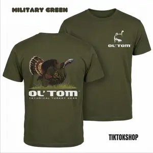 Ol' Tom Technical Turkey Gear T-Shirt, Wild Turkey Hunting Graphic Tee, Outdoorsman Apparel for Men, Spring Turkey Season Shirt, Premium Cotton Short Sleeve Tee