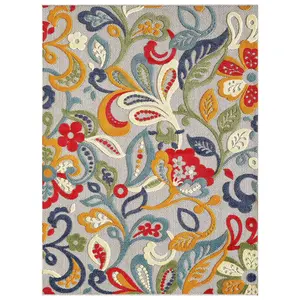 HomeRoots 473707 Rectangular Area Rugs, 2 x 4 ft. Jacobean Floral Multi-Color Indoor-Outdoor Rectangle Rug