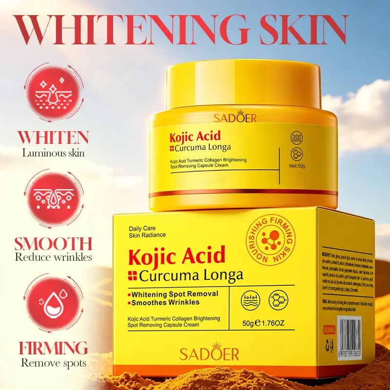 Turmeric Cream Kojic Acid Turmeric Collagen Vita  Capsule Cream for Uneven Skin Tone | Tone Renewal & Radiance Care for troubled skin | Turmeric, Kojic, Vitamin C | Skin Care 1.78 oz