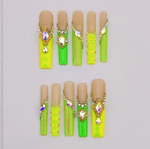 i Nail EXQUISITE PALACE 10PCS Handmade Press On Nails Reuseble 3D Summer 2025/ Prom