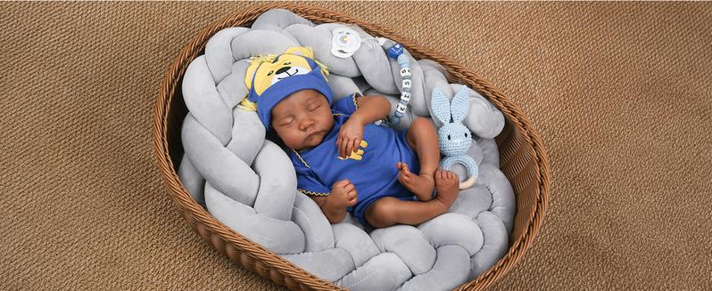 [WOOROY] Reborn Baby Doll - Birthday & Christmas Gift, 18 In African American Skin Doll, Black and Brown Skin, Soft Cloth Body & Hand-painted Hair, Gifts for Kids 3+