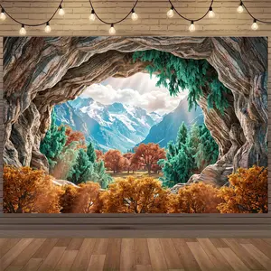 1pc of a Large Tapestry Featuring a Scenic Autumn Mountain Cave View - a Lifelike Nature Landscape Printed for Wall Decoration for Bedroom Decor