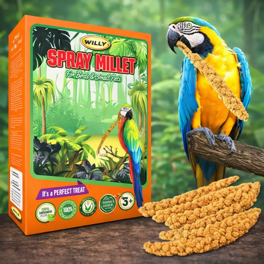 VivLly 5 LB Sun-Dried Spray Millet Bird Dry Food - Non-GMO, Bug-Free, Amino Acid Rich, 100% Edible Natural Healthy Snacks & Enrichment Treat, For Parakeets (All Ages, 24 Months Shelf Life) Bulk Foraging Value Pack