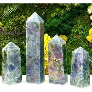 Wholesale Lot 4-5 pcs large Natural Sunset Labradorite obelisk Tower Point Crystal Healing Energy 3.8-4lbs