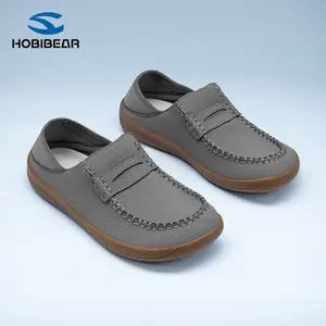 HOBIBEAR Women's Wide Toe Loafers, Casual Slip-on Driving Moccasins, Breathable Lightweight Comfortable Walking Shoes for Daily Wear Dark Gray