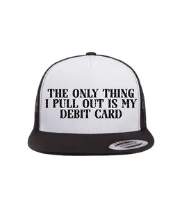 The Only Thing That I Pull Out Is My Debit Card 5 Panel Trucker Hat DTF Print Mens Cotton Hats Stylish Practical Accessory for Everyday Wear Classic Versatile Design