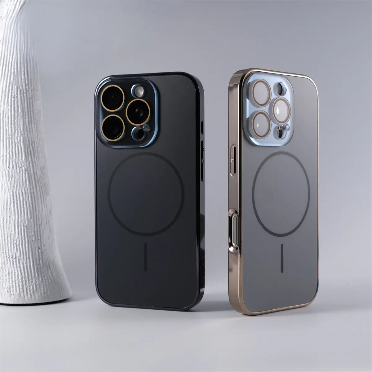 Luxury Magnetic Shockproof Matte Original Color Case with lens protector Electroplate Phone Case For iPhone17 / 16 Pro Max Magsafe cases 15 14 13 12 Pro Max Wireless Fundas Cover