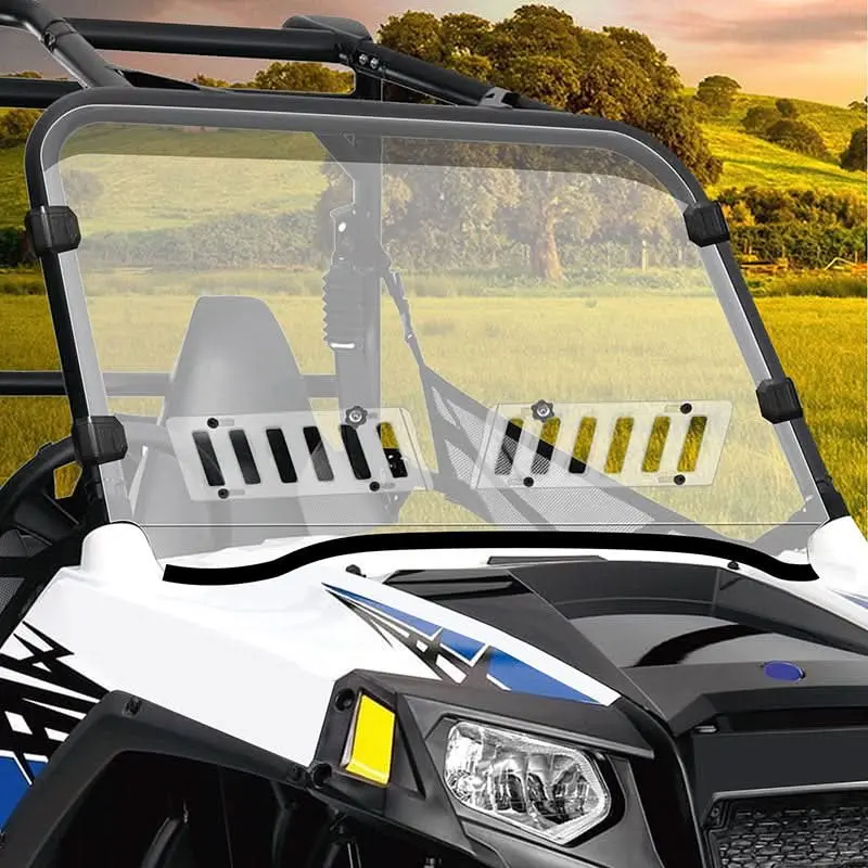 StarknightMT Scratch-Resistant Slide-Vent UTV Front Full Windshield with Rubber, UV Protection - Compatible with Polaris RZR Models - Car Sunshades for Windshield, Driving UV Protection Front Window, Wet-Towel Cleanable