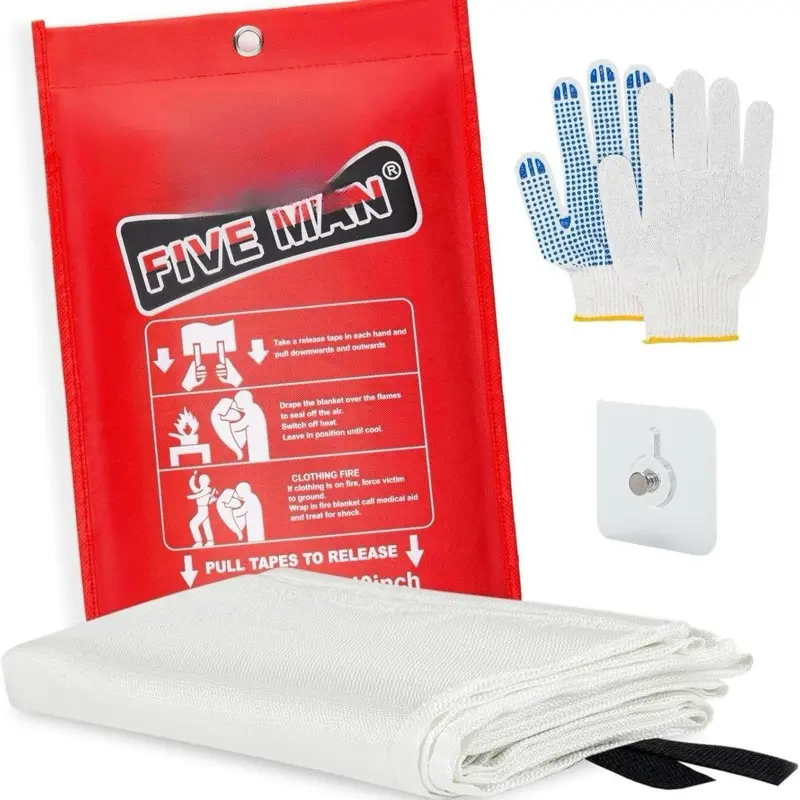 Manta de emergencia contra incendios para la cocina del hogar, 40 x 40 pulgadas, manta de fuego de fibra de vidrio para casa, camping, automóvil, oficina, escuela, supervivencia de emergencia