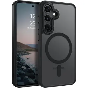 Magnetic for Samsung Galaxy S24 Plus Case [Compatible with Magsafe] Translucent Matte Slim Thin Shockproof Anti-Yellow Women Men Protective Phone Cases Cover for Samsung S24 Plus 6.7", Black