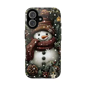 Tough Phone Case, Snowman Phone Case, Victorian Christmas Case, Snowman Lover Gift Phone Case Protection, Shockproof For IPhone 17-12, Pro Max, Pro Plus, and Samsung S25 24 23 Safety Case